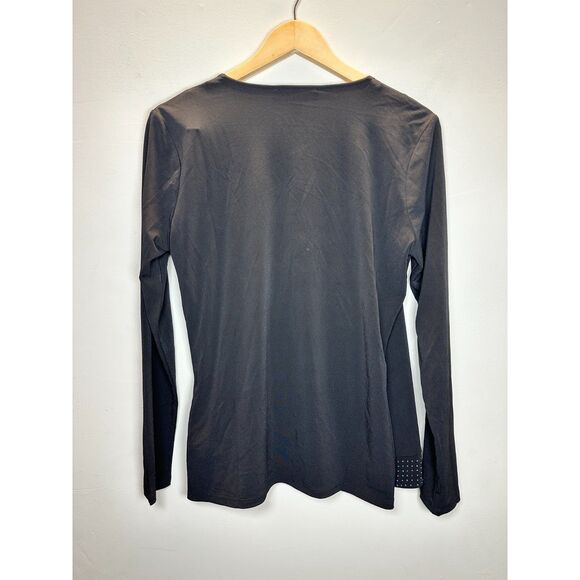 Michael Kors Women's MH3518W03G Size L Black Rhinestone Border Blouse Top NWT - Picture 5 of 9